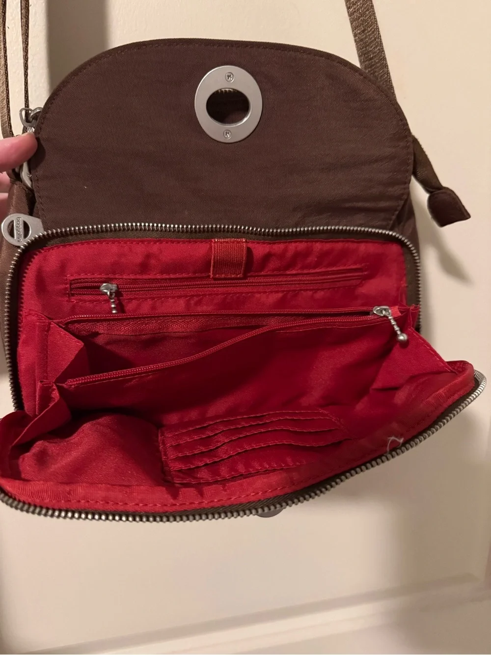 Baggallini Brown Crossbody Bag with Silver Turn-Lock